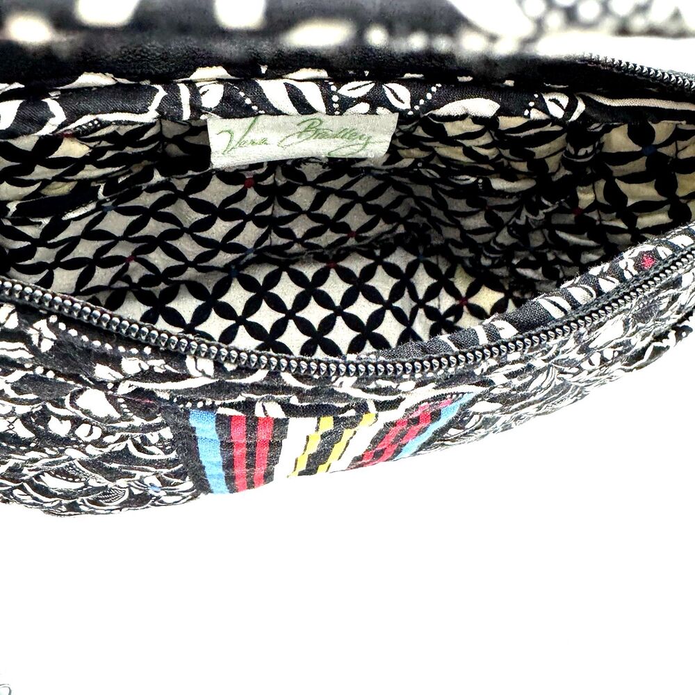 Vera Bradley Quilted Floral Shoulder Bag Black White Multicolor Boho Purse - Picture 6 of 7